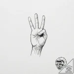A single, black hand, with its fingers crosse… – tattoo sketch (№1751976675_0, 08.07.2025 12:11) — tattoovalue.net