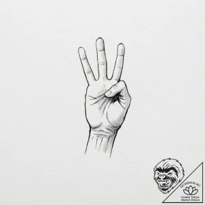 A single, black hand, with its fingers crosse… – tattoo sketch (№1751976675_0, 08.07.2025 12:11) — tattoovalue.net