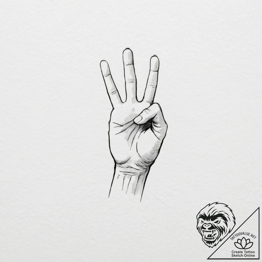 A single, black hand, with its fingers crosse... - tattoo sketch (№1751976675_0, 08.07.2025 12:11) — tattoovalue.net