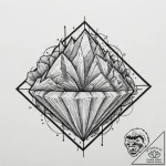 A tiny, fine-line drawing of a diamond, tatto… – tattoo sketch (№1751977573_0, 08.07.2025 12:26) — tattoovalue.net