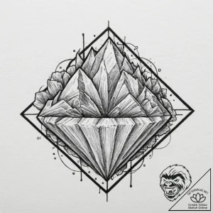 A tiny, fine-line drawing of a diamond, tatto… – tattoo sketch (№1751977573_0, 08.07.2025 12:26) — tattoovalue.net