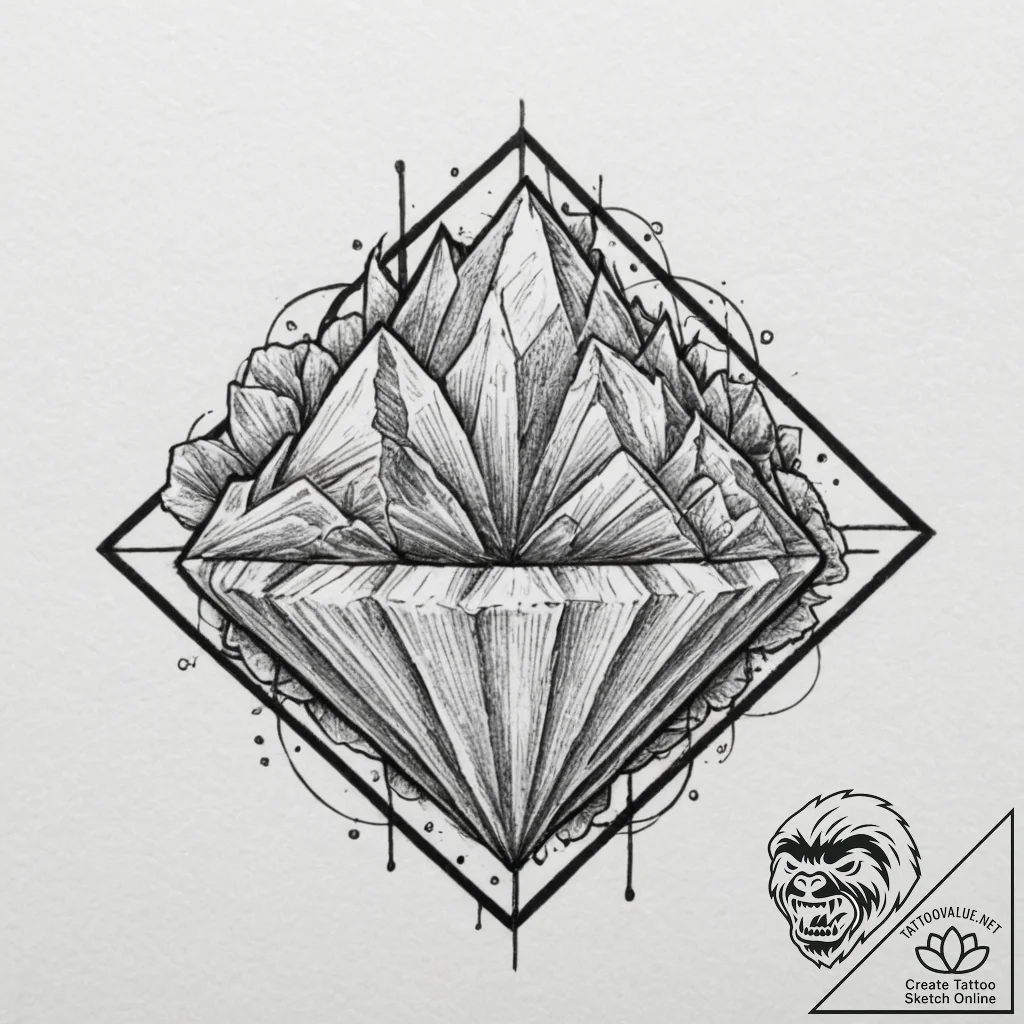 A tiny, fine-line drawing of a diamond, tatto... - tattoo sketch (№1751977573_0, 08.07.2025 12:26) — tattoovalue.net