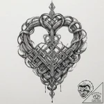 A human heart, with a beautiful, endless knot… – tattoo sketch (№1751977836_0, 08.07.2025 12:30) — tattoovalue.net