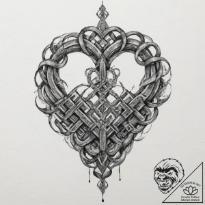 A human heart, with a beautiful, endless knot… – tattoo sketch (№1751977836_0, 08.07.2025 12:30) — tattoovalue.net