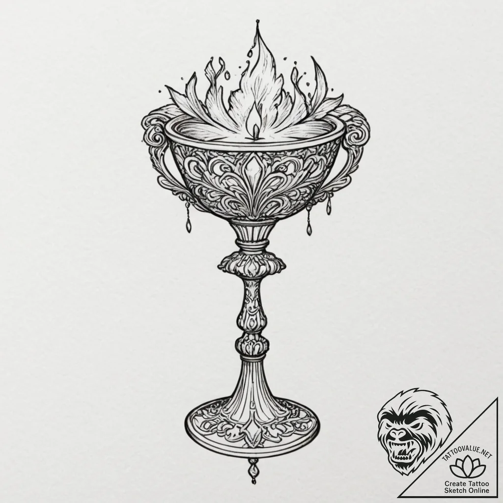 A beautiful, ornate chalice, filled with a da... - tattoo sketch (№1751977915_0, 08.07.2025 12:31) — tattoovalue.net