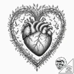 A human heart, but it’s an open cage, with a… – tattoo sketch (№1751977993_0, 08.07.2025 12:33) — tattoovalue.net