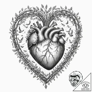 A human heart, but it’s an open cage, with a… – tattoo sketch (№1751977993_0, 08.07.2025 12:33) — tattoovalue.net