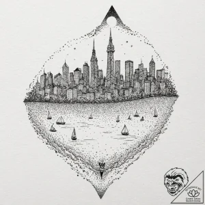 A simple drawing of a city skyline, but it’s… – tattoo sketch (№1751984072_0, 08.07.2025 14:14) — tattoovalue.net