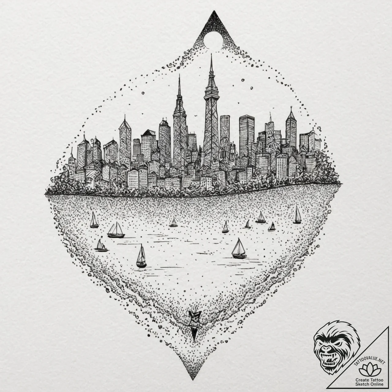 A simple drawing of a city skyline, but it's... - tattoo sketch (№1751984072_0, 08.07.2025 14:14) — tattoovalue.net