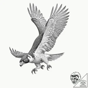A powerful hunting peregrine falcon, diving a… – tattoo sketch (№1751984155_0, 08.07.2025 14:15) — tattoovalue.net