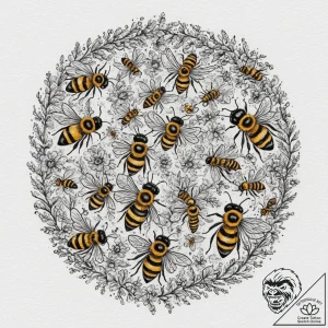 A beautiful, strong community of bees, workin… – tattoo sketch (№1751984406_0, 08.07.2025 14:20) — tattoovalue.net