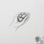 A drawing of a hand, holding a single, small… – tattoo sketch (№1751984576_0, 08.07.2025 14:22) — tattoovalue.net