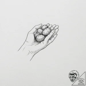 A drawing of a hand, holding a single, small… – tattoo sketch (№1751984576_0, 08.07.2025 14:22) — tattoovalue.net