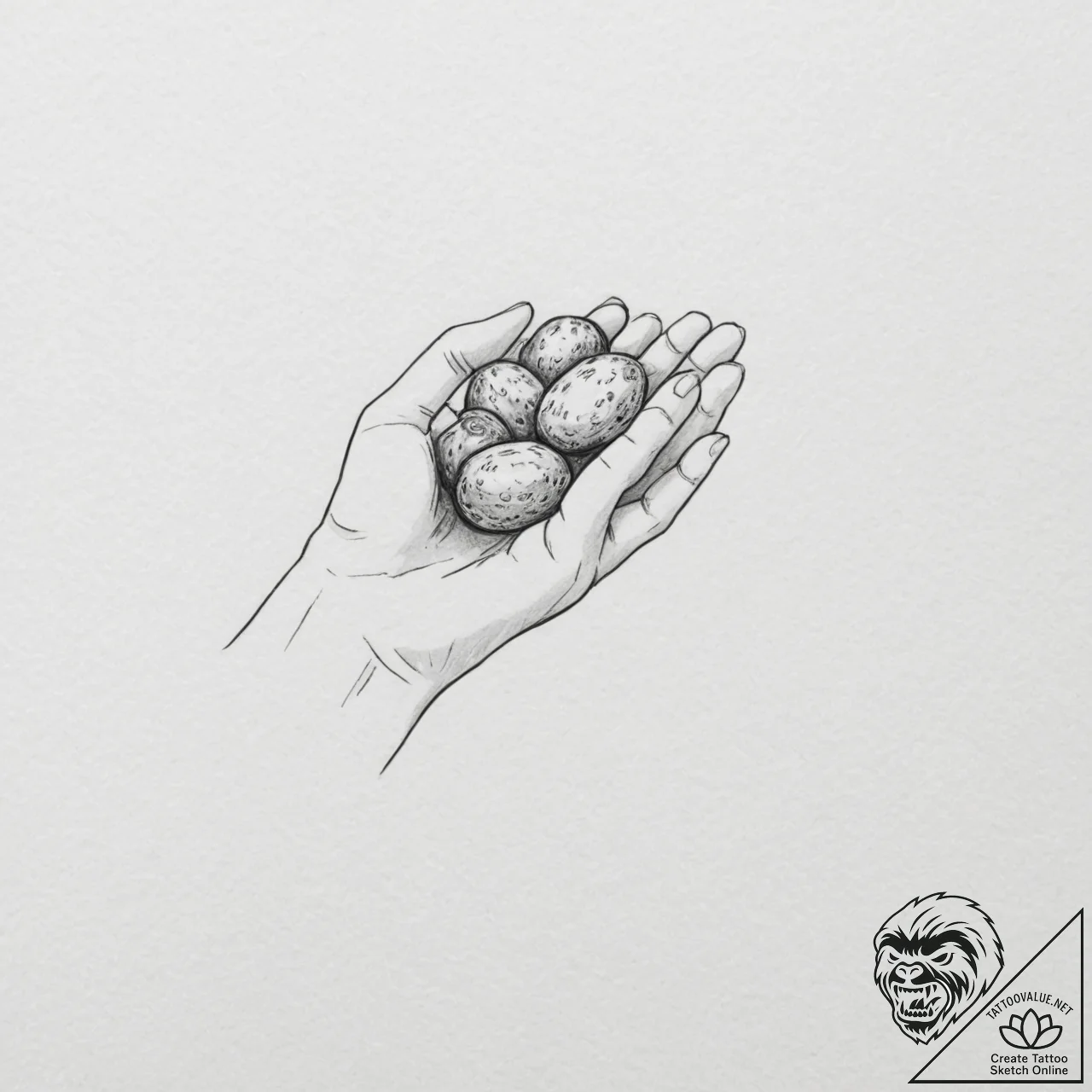 A drawing of a hand, holding a single, small... - tattoo sketch (№1751984576_0, 08.07.2025 14:22) — tattoovalue.net