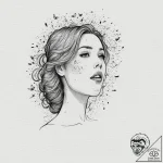 A woman’s profile, a swarm of fireflies flyin… – tattoo sketch (№1751984661_0, 08.07.2025 14:24) — tattoovalue.net