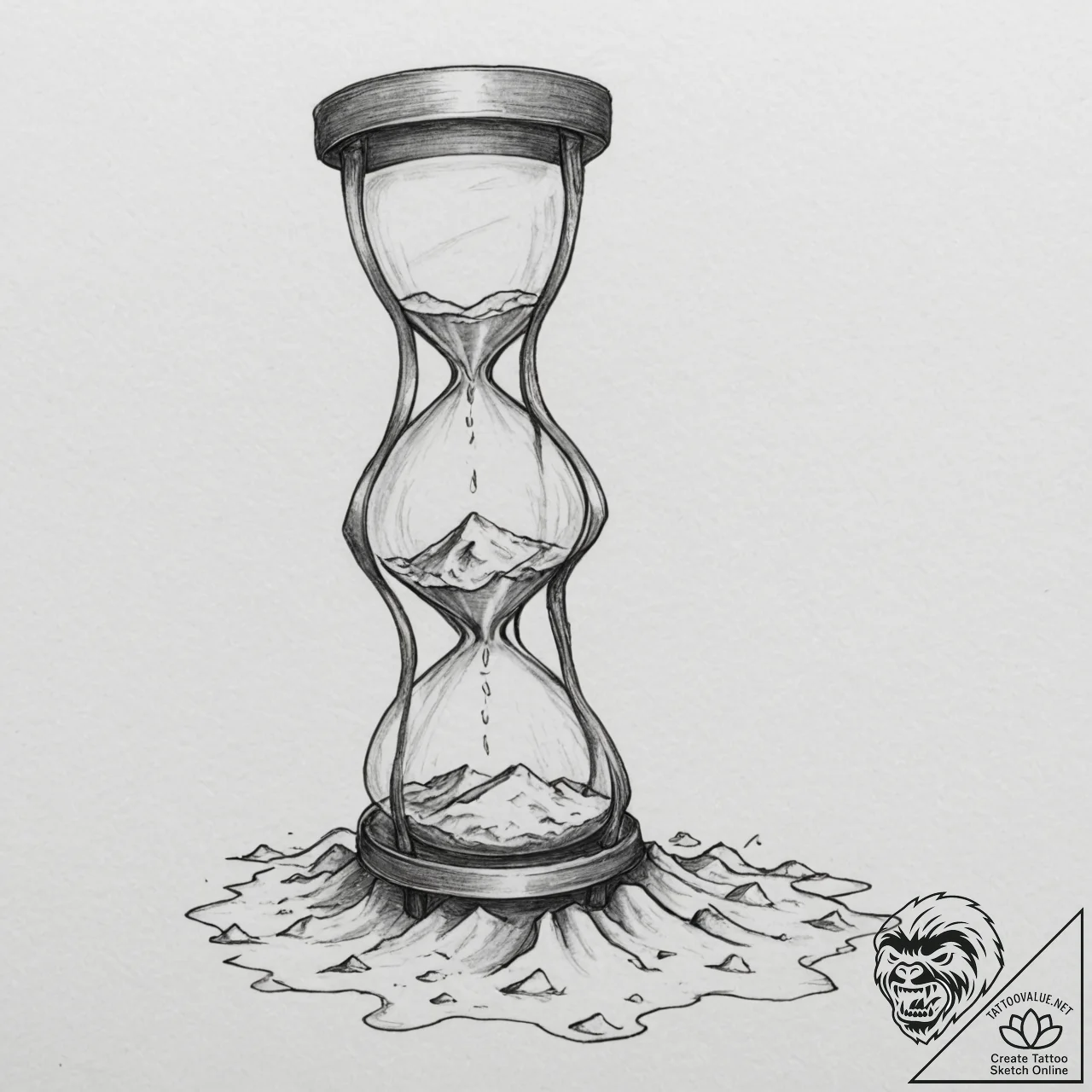 An hourglass, but the sand is flowing upwards... - tattoo sketch (№1751984747_0, 08.07.2025 14:25) — tattoovalue.net