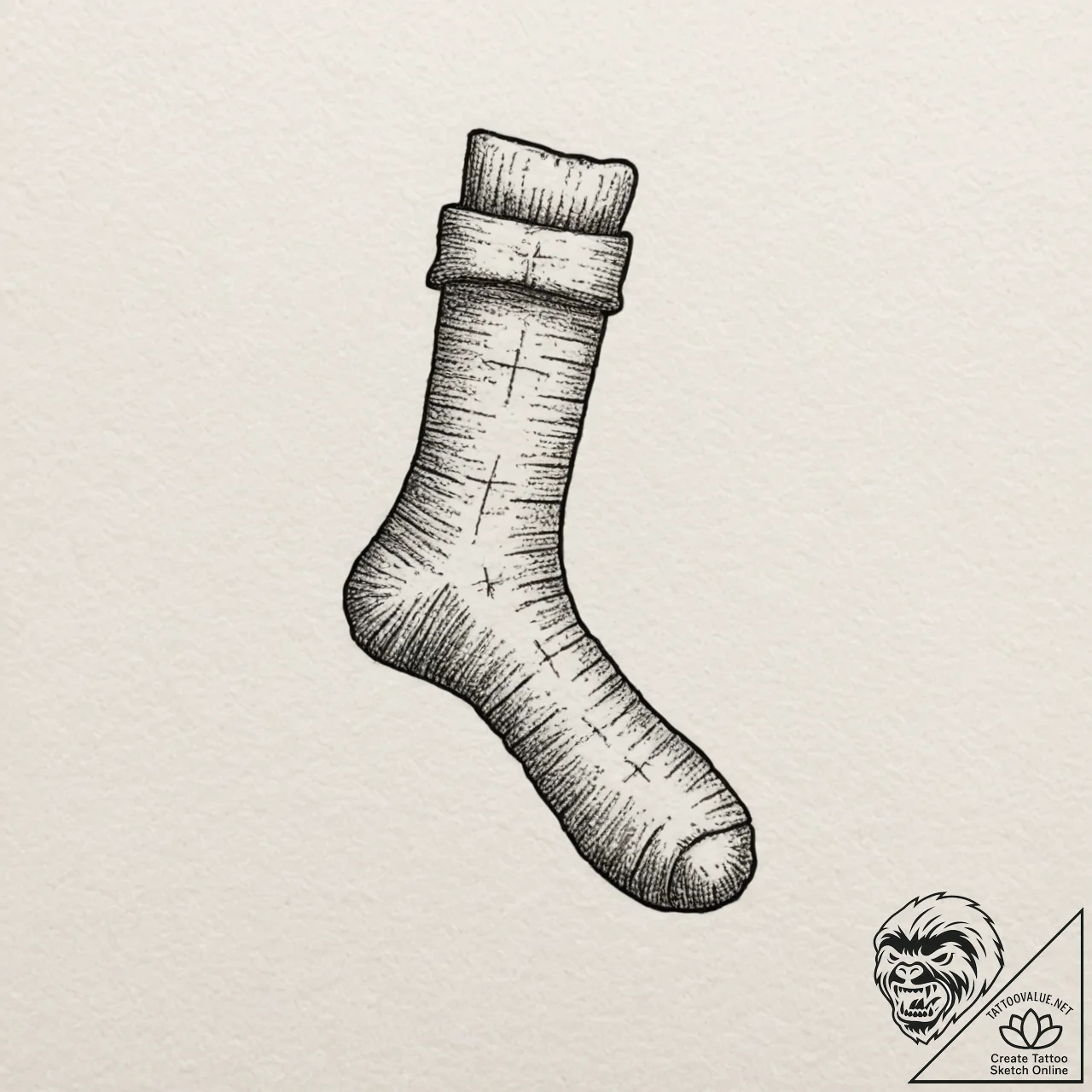 A single, lonely sock, tattoo flash sheet des... - tattoo sketch (№1751984920_0, 08.07.2025 14:28) — tattoovalue.net