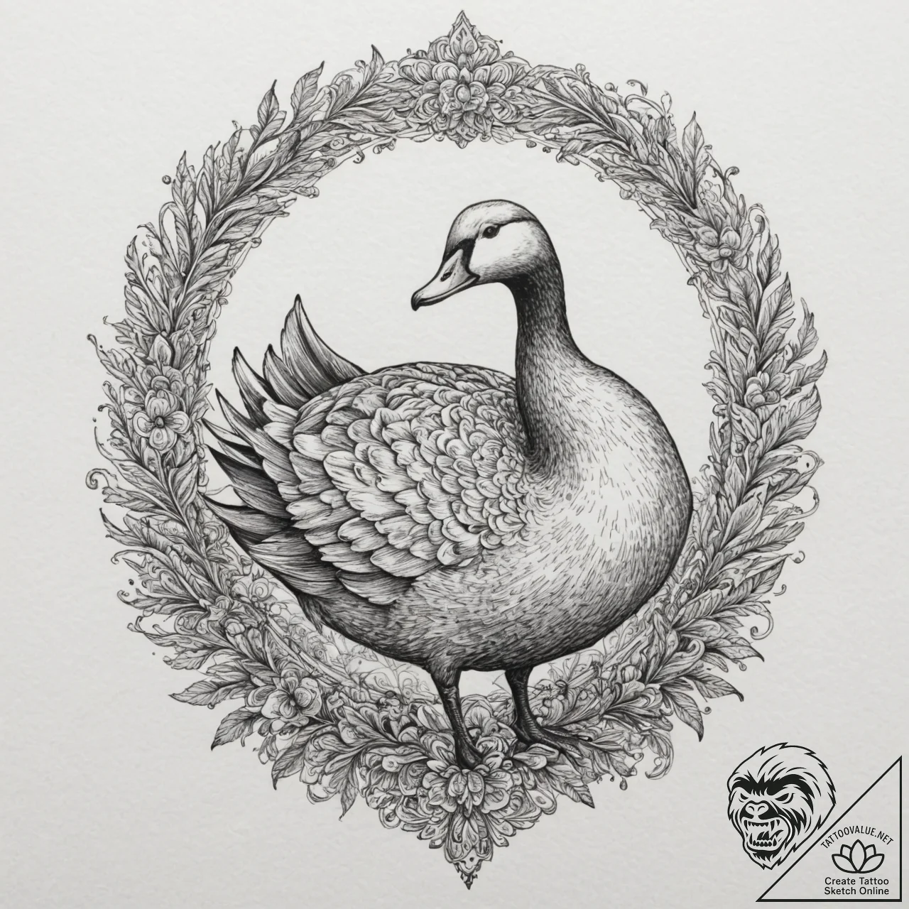A powerful migratory goose, at the head of it... - tattoo sketch (№1751985007_0, 08.07.2025 14:30) — tattoovalue.net