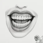 A human mouth, with sharpened, vampiric teeth – tattoo sketch (№1751985816_0, 08.07.2025 14:43) — tattoovalue.net