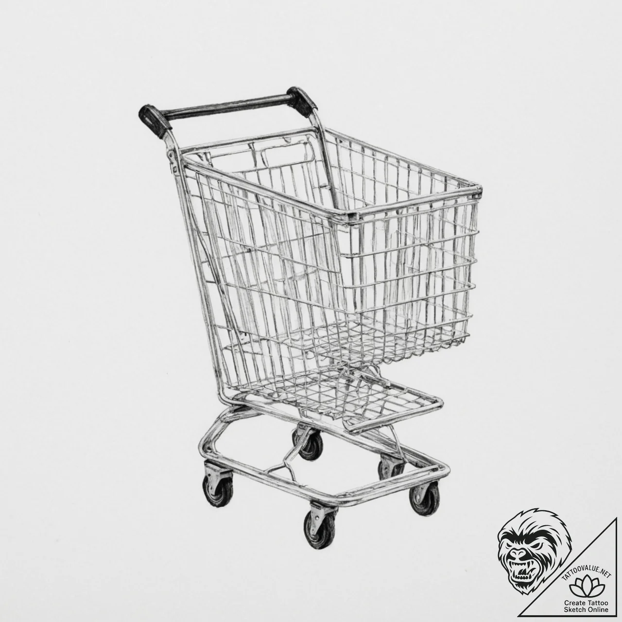 A simple drawing of a shopping cart, empty - tattoo sketch (№1751985898_0, 08.07.2025 14:44) — tattoovalue.net