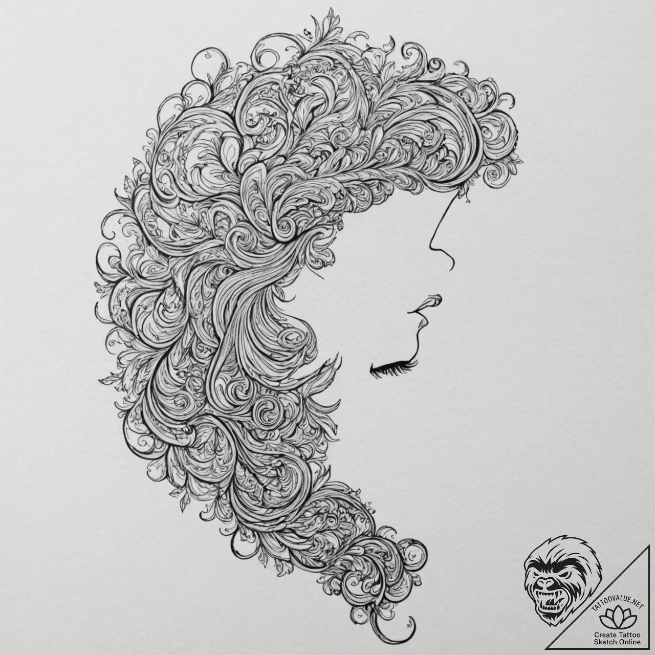 A beautiful woman's silhouette, but she is ma... - tattoo sketch (№1751986071_0, 08.07.2025 14:47) — tattoovalue.net