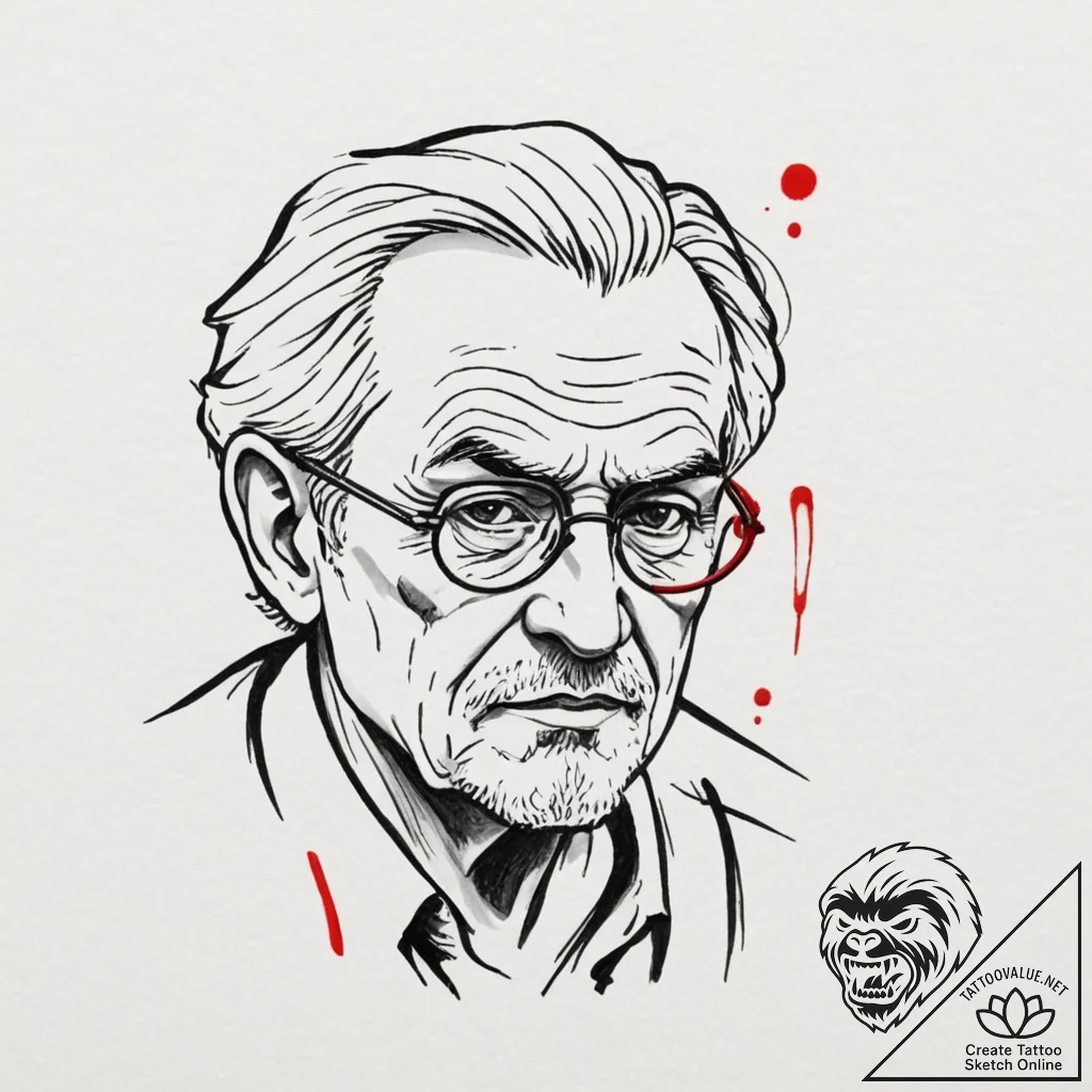 A beautiful, wise old philosopher, deep in th... - tattoo sketch (№1751986742_0, 08.07.2025 14:59) — tattoovalue.net