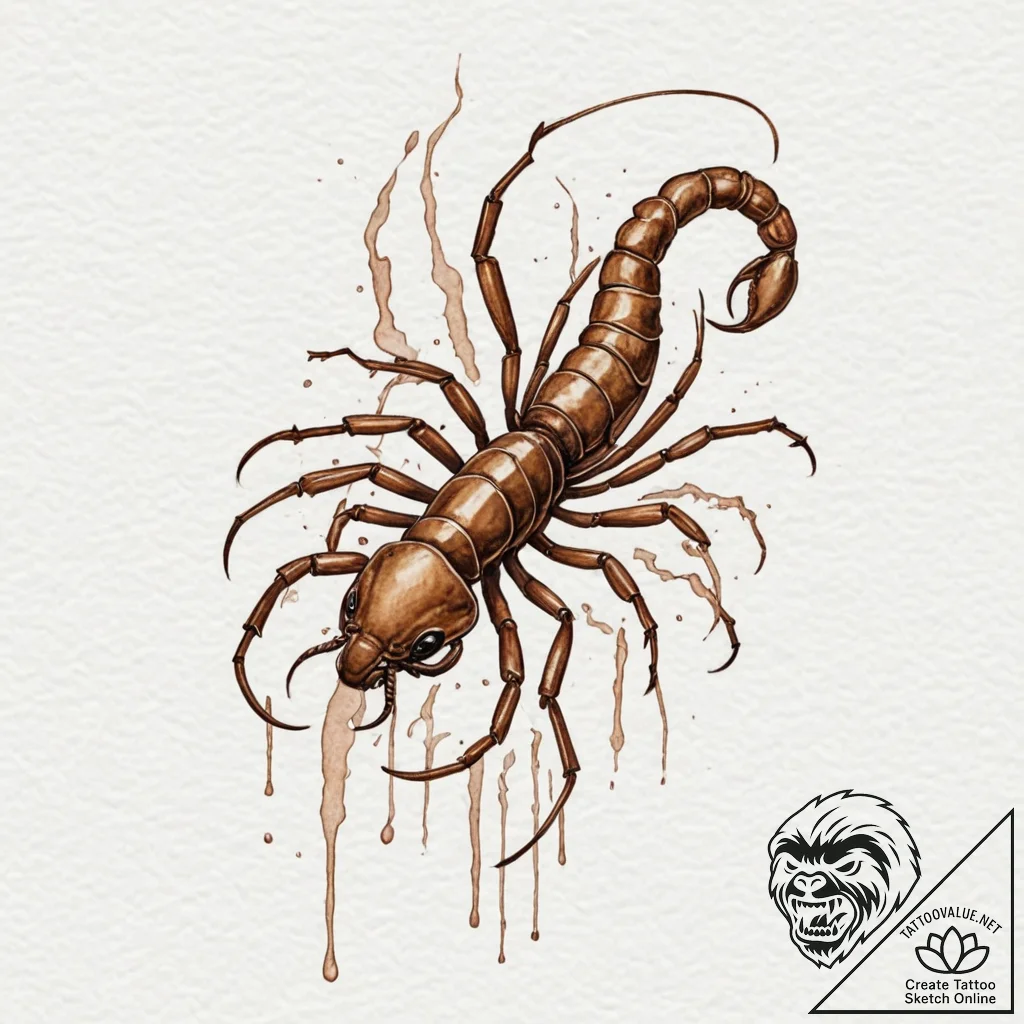 A scorpion, its stinger is a glowing, venomou... - tattoo sketch (№1751986908_0, 08.07.2025 15:01) — tattoovalue.net