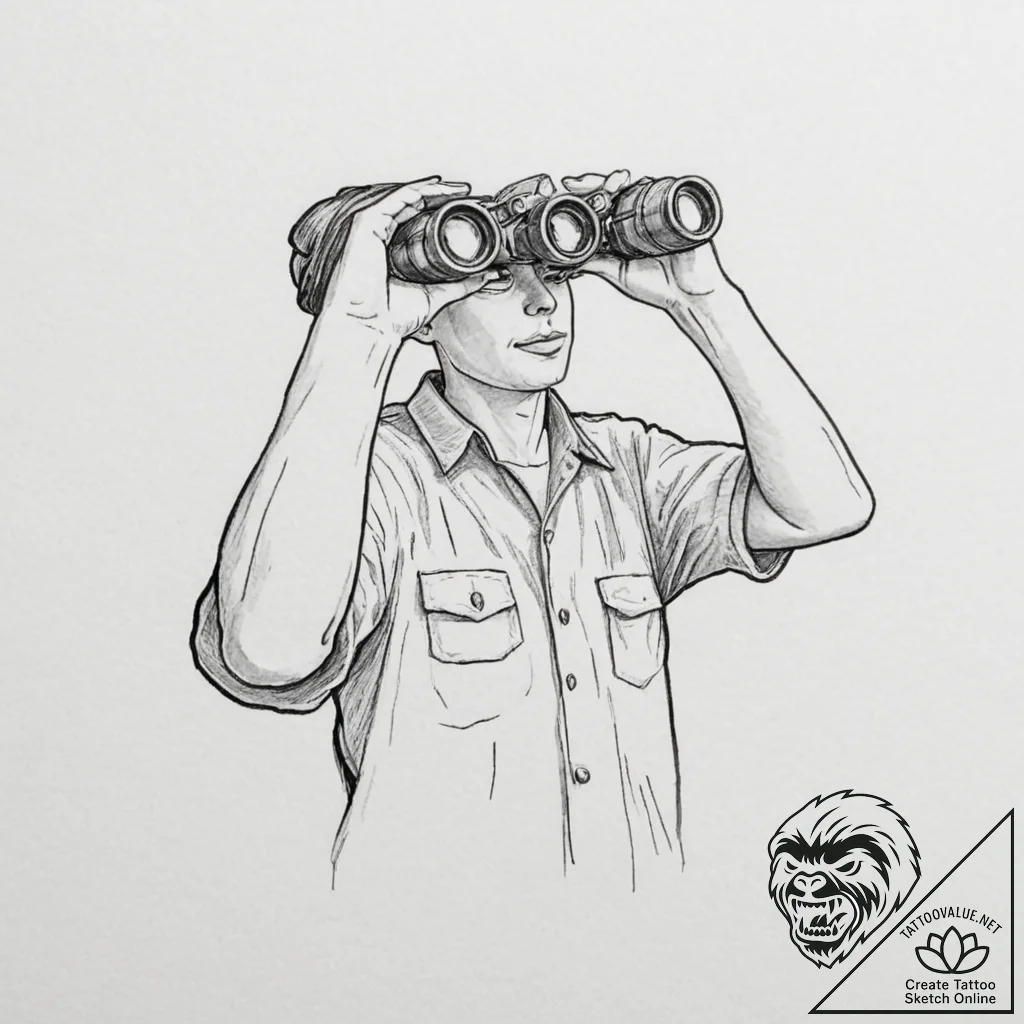 A powerful explorer, looking at a new horizon... - tattoo sketch (№1751987659_0, 08.07.2025 15:14) — tattoovalue.net