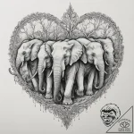 A powerful herd of elephants, on a long, dete… – tattoo sketch (№1751988412_0, 08.07.2025 15:26) — tattoovalue.net
