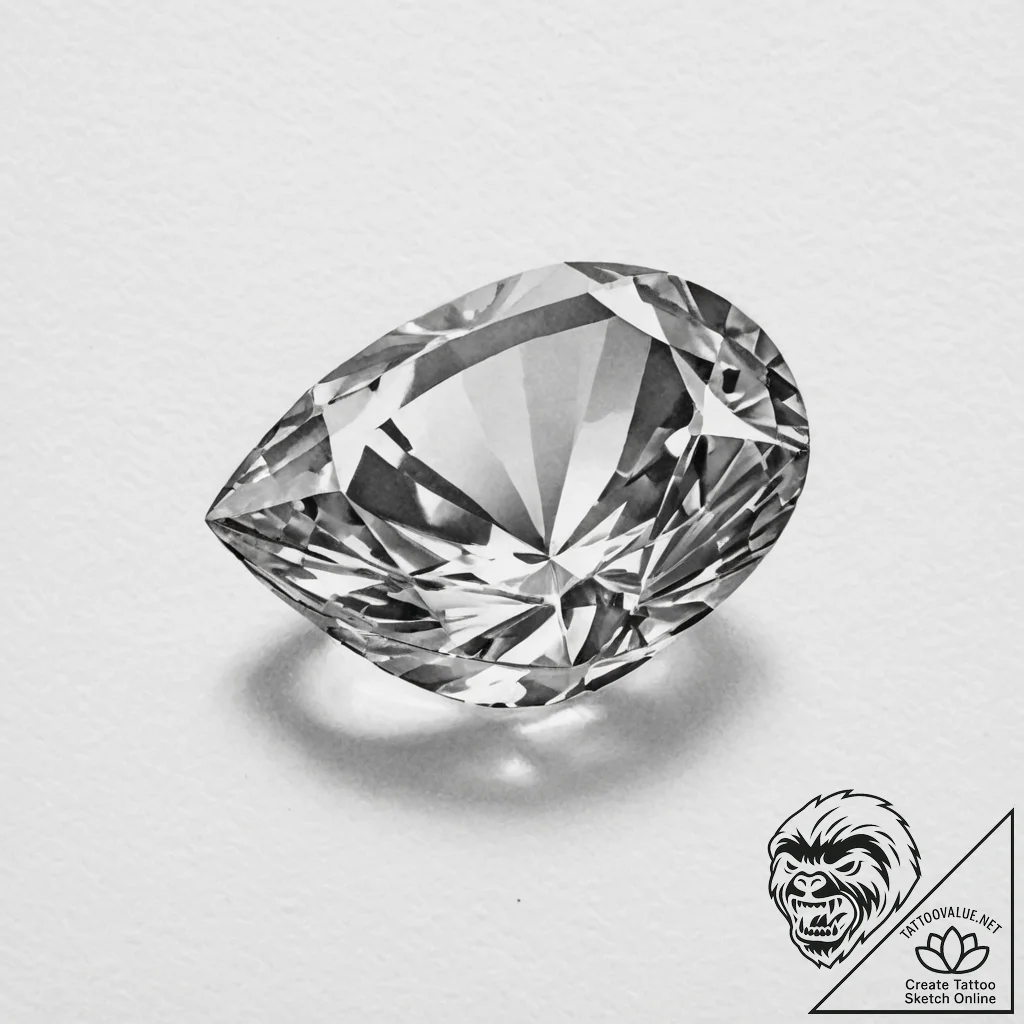A single, perfect, polished gemstone - tattoo sketch (№1751988495_0, 08.07.2025 15:28) — tattoovalue.net