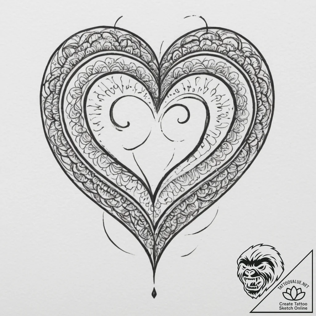 A devil's forked tail, forming a heart shape,... - tattoo sketch (№1751988576_0, 08.07.2025 15:29) — tattoovalue.net
