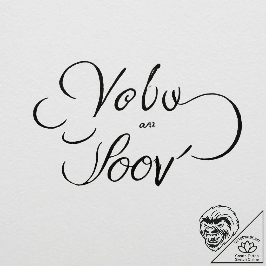 A single, powerful word "vow", written in an... - tattoo sketch (№1751988826_0, 08.07.2025 15:33) — tattoovalue.net