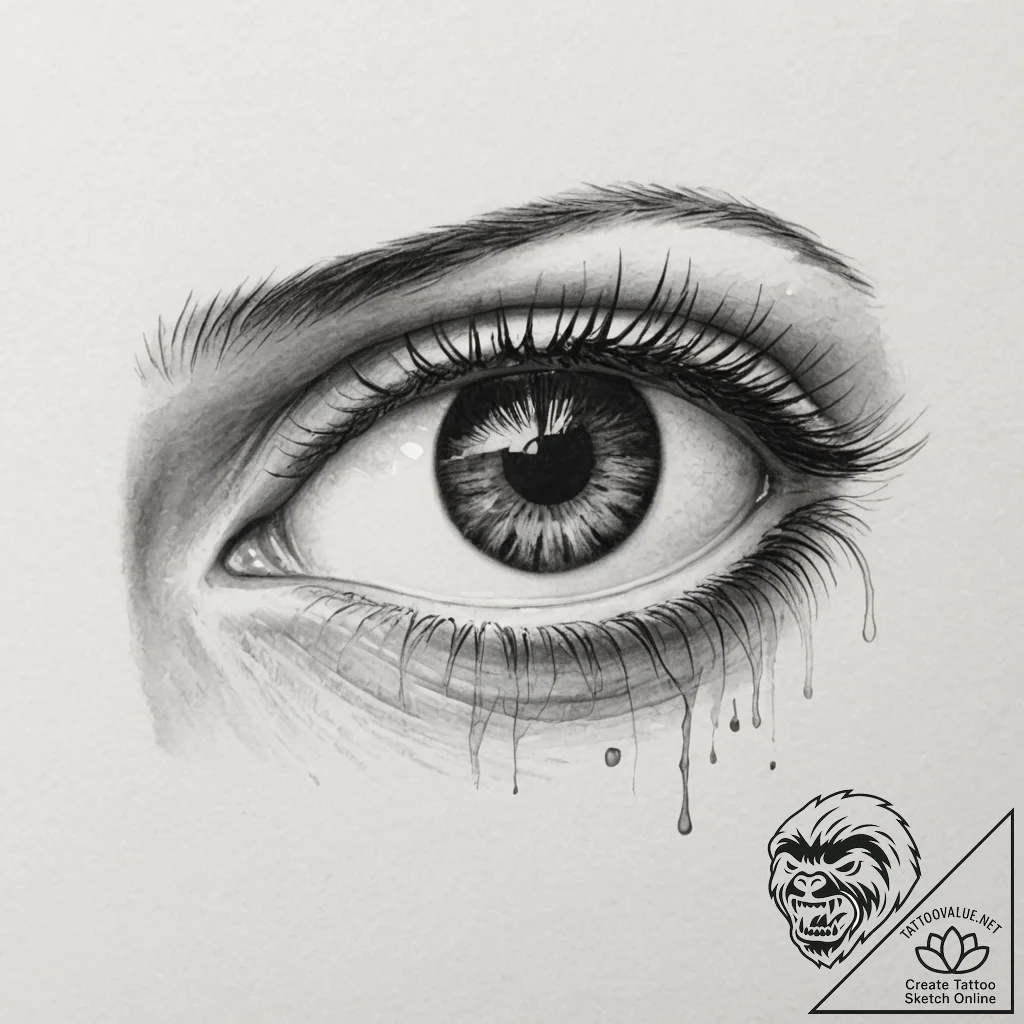 A human eye, but it is filled with pure, burn... - tattoo sketch (№1751989161_0, 08.07.2025 15:39) — tattoovalue.net