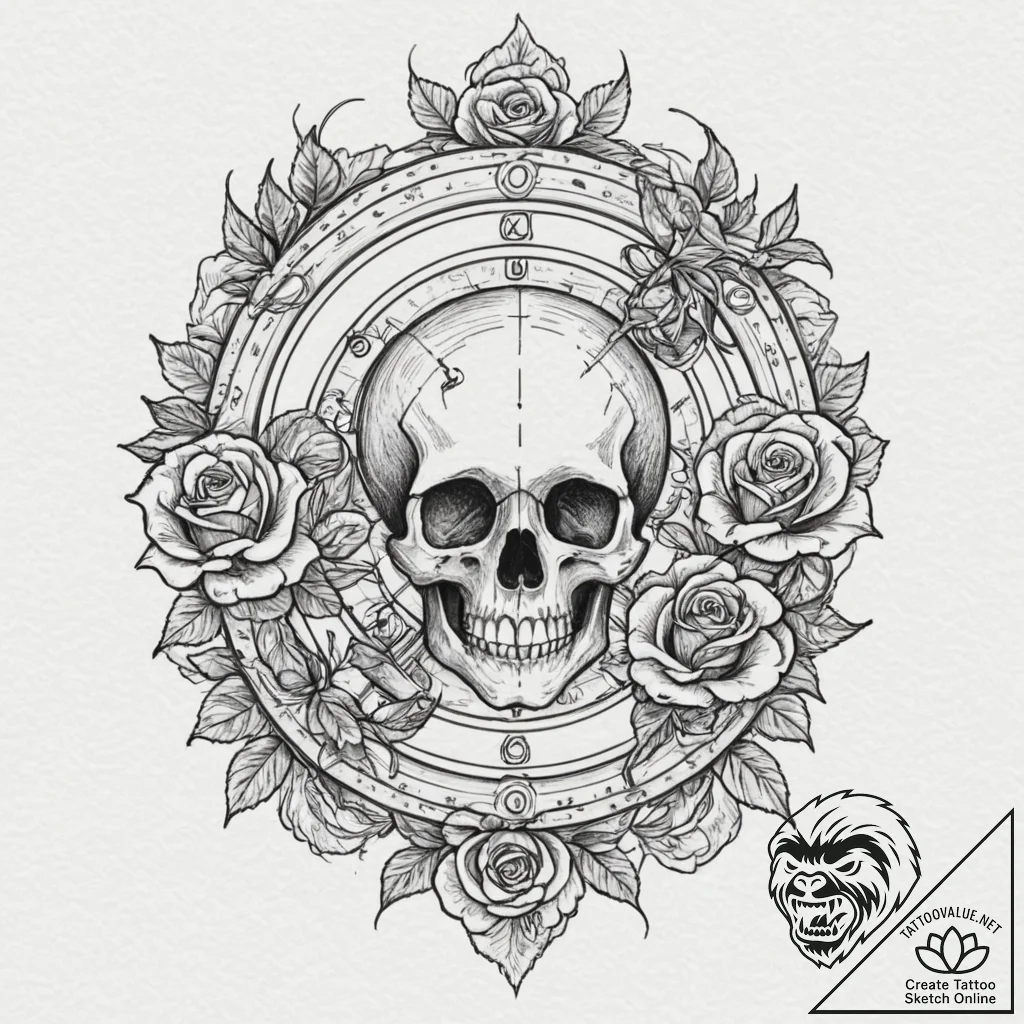 A beautiful, ornate astrolabe, a tool for mea... - tattoo sketch (№1751989997_0, 08.07.2025 15:53) — tattoovalue.net