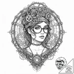 A steampunk woman with goggles and a beautifu… – tattoo sketch (№1751996246_0, 08.07.2025 17:37) — tattoovalue.net