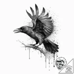 A beautiful, realistic crow, its feathers are… – tattoo sketch (№1751996632_0, 08.07.2025 17:43) — tattoovalue.net