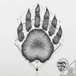 A single, black wolf’s paw print, with sharp… – tattoo sketch (№1751996709_0, 08.07.2025 17:45) — tattoovalue.net
