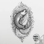 A powerful salmon, swimming upstream against… – tattoo sketch (№1751996936_0, 08.07.2025 17:48) — tattoovalue.net