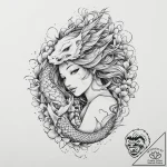 A girl whose body is made of intertwined ribb… – tattoo sketch (№1751997011_0, 08.07.2025 17:50) — tattoovalue.net