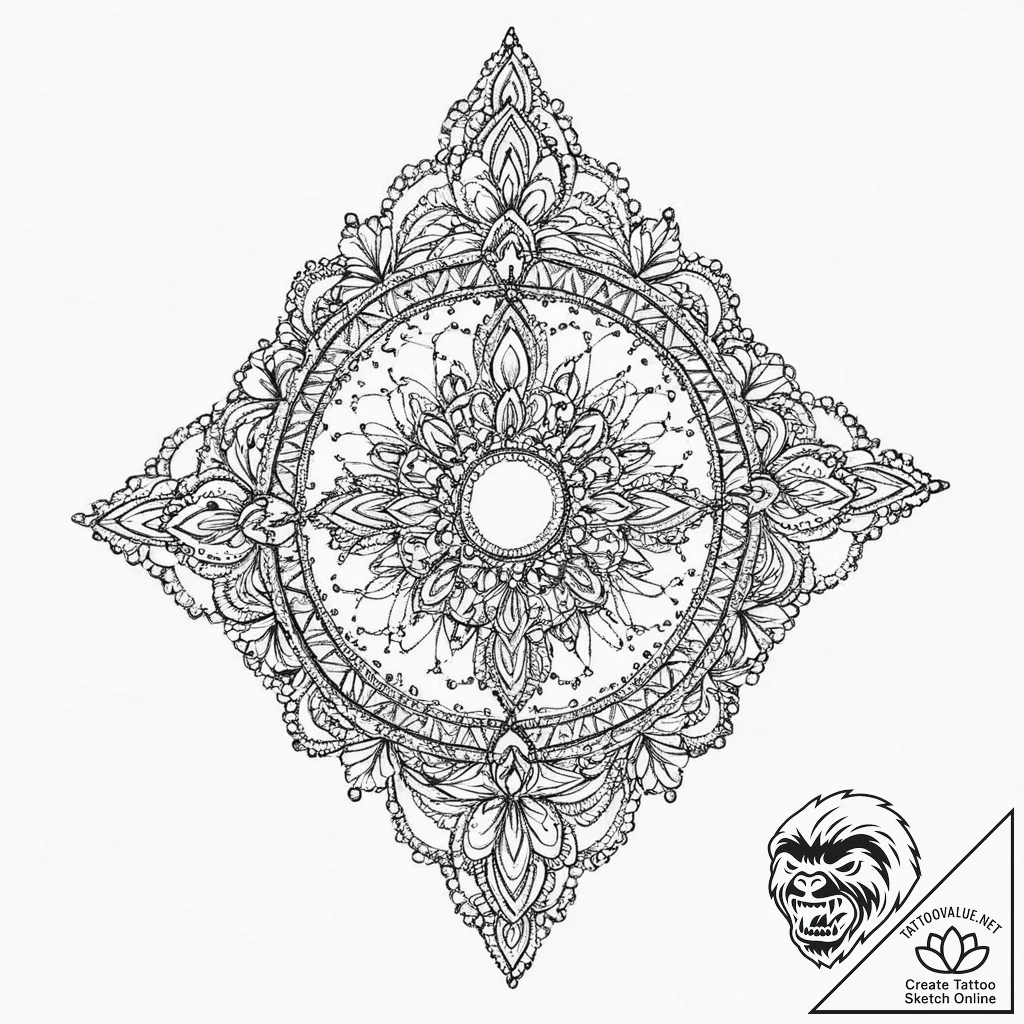 A beautiful, ornate antique piece of jewelry,... - tattoo sketch (№1751997813_0, 08.07.2025 18:03) — tattoovalue.net