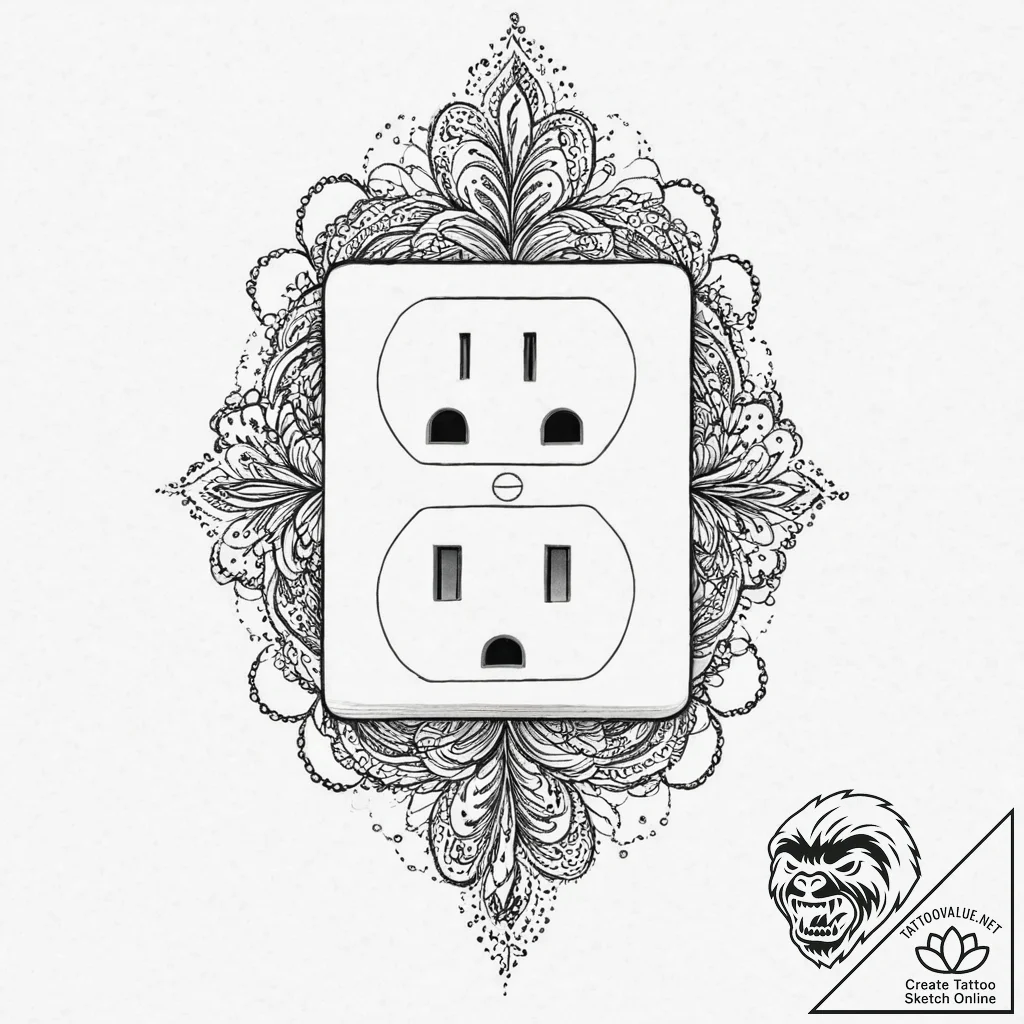 A simple drawing of a power outlet, but it's... - tattoo sketch (№1751997979_0, 08.07.2025 18:06) — tattoovalue.net