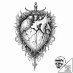 A human heart, with a dagger stuck in it, but… – tattoo sketch (№1751998315_0, 08.07.2025 18:11) — tattoovalue.net