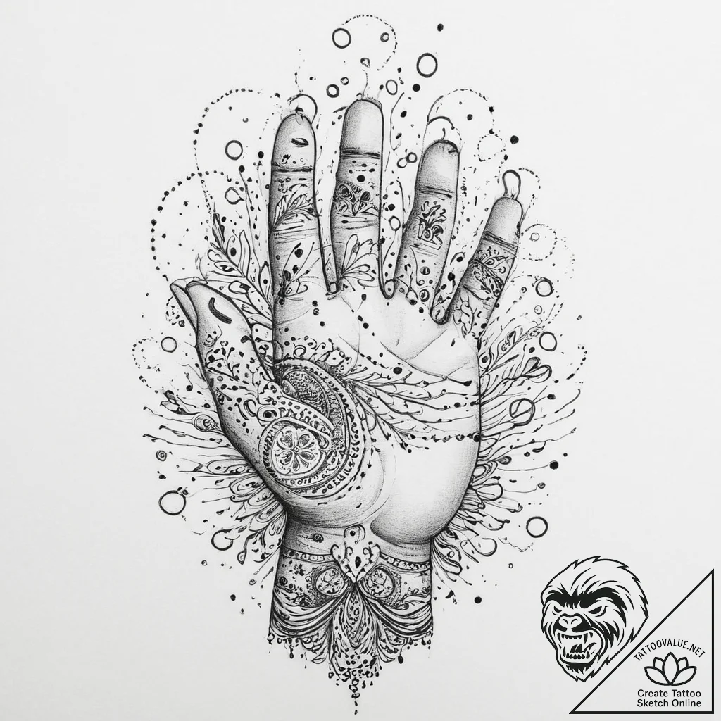 A drawing of a hand trying to catch falling c... - tattoo sketch (№1751998733_0, 08.07.2025 18:18) — tattoovalue.net
