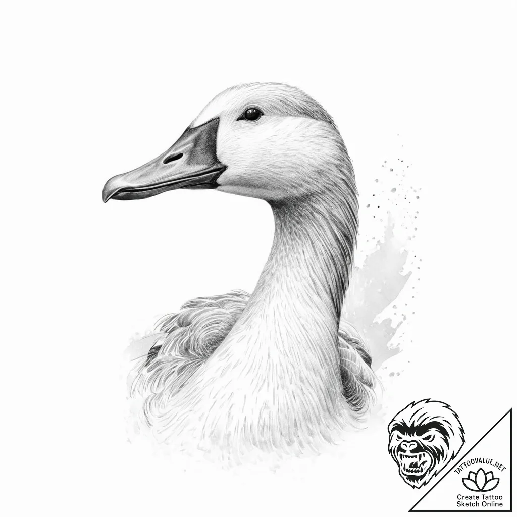 A powerful migratory goose, at the head of it... - tattoo sketch (№1751999643_0, 08.07.2025 18:34) — tattoovalue.net