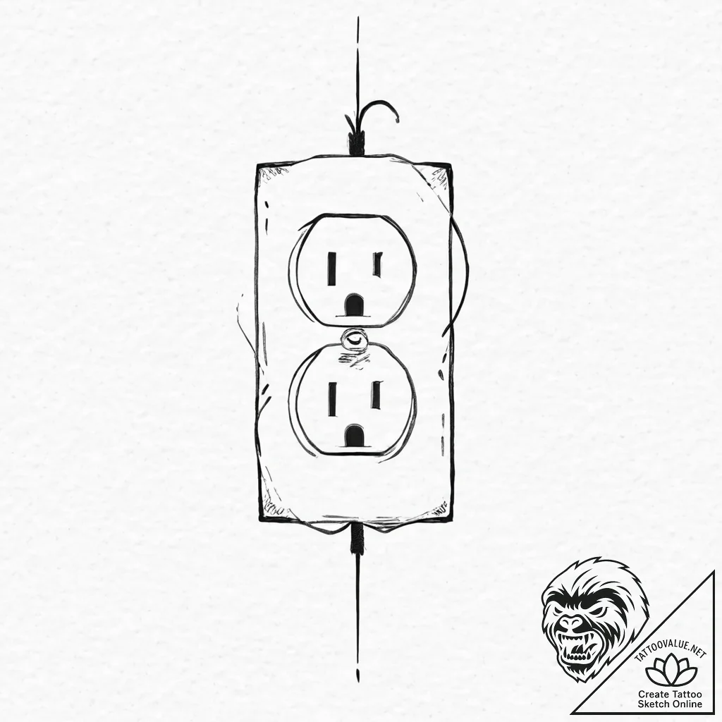 A simple drawing of a power outlet, but it's... - tattoo sketch (№1752000477_0, 08.07.2025 18:47) — tattoovalue.net