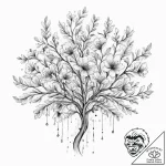 A tree in full bloom, its flowers are soft, p… – tattoo sketch (№1752000558_0, 08.07.2025 18:49) — tattoovalue.net