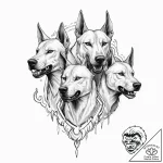 A mythological cerberus, its three heads are… – tattoo sketch (№1752000808_0, 08.07.2025 18:53) — tattoovalue.net
