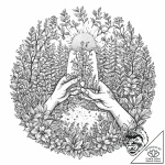 A beautiful, strong community garden, with ma… – tattoo sketch (№1752000975_0, 08.07.2025 18:56) — tattoovalue.net