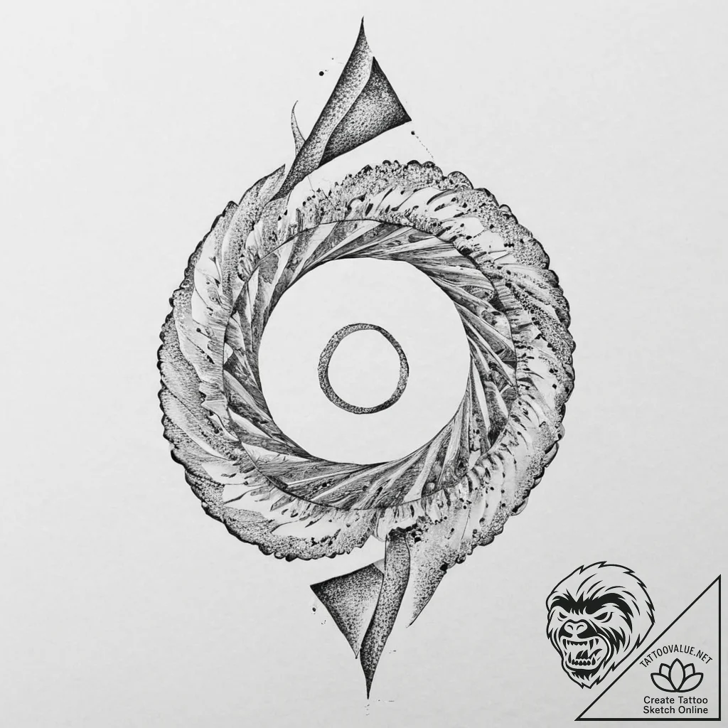 A single, powerful symbol of an upward spiral... - tattoo sketch (№1752001392_0, 08.07.2025 19:03) — tattoovalue.net
