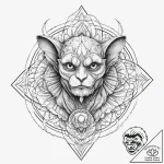 A beautiful, but menacing gargoyle, perched a… – tattoo sketch (№1752001640_0, 08.07.2025 19:07) — tattoovalue.net